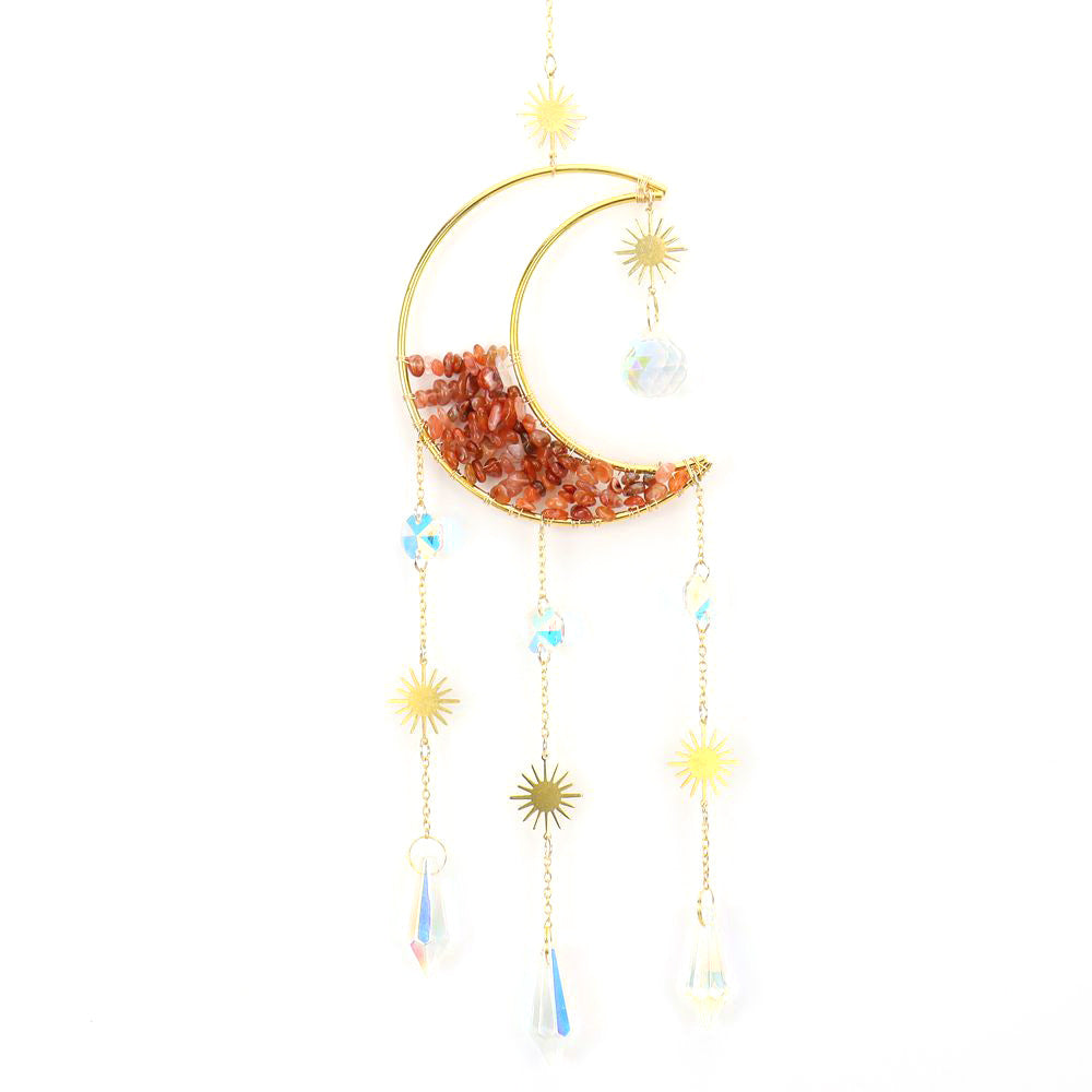 Zensoullab Natural Crystal Gravel Moon Hourglass Sunshine Catcher Sun Catcher Lighting Wind Chimes Decorative Pendant