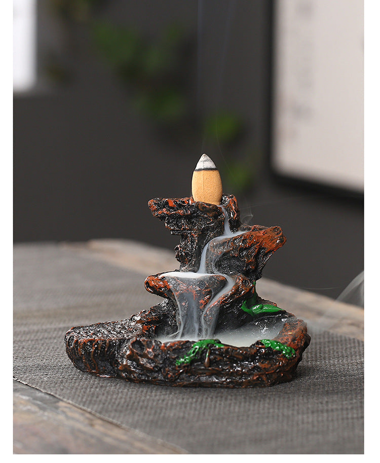 Zensoullab Resin Carving High Mountain Flowing Water Backflow Agarwood Stove Home Indoor Zen Sandalwood Incense Burner Tea Ceremony Decoration Zen Incense Burner