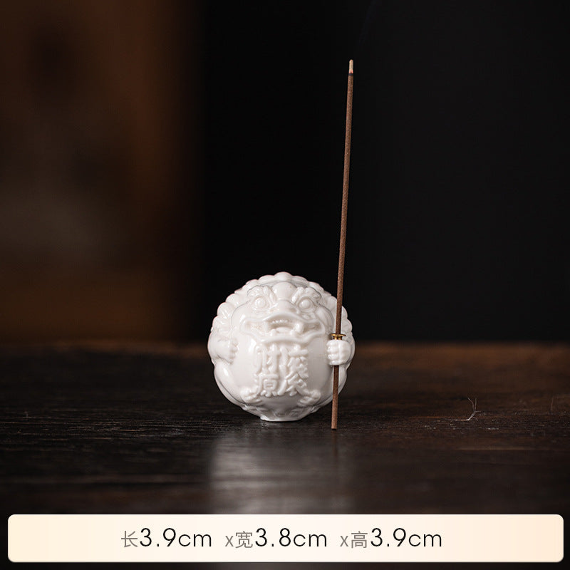 zensoullab White Porcelain Pixiu Incense Holder Wealth-Attracting Incense Holder Incense Burner Home Indoor Sandalwood Agarwood Incense Stand Incense Tray Desktop Ornament