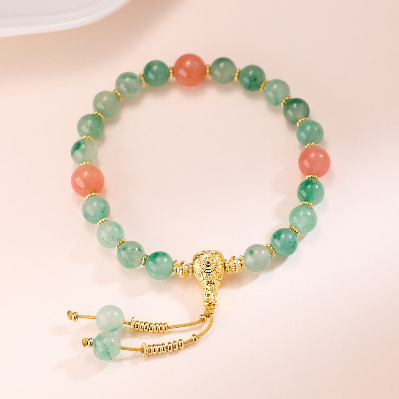 zensoullab Natural 8MM African Jade Bracelet Eighteen Seeds Pressed Flower Handheld Floating Flower Bracelet