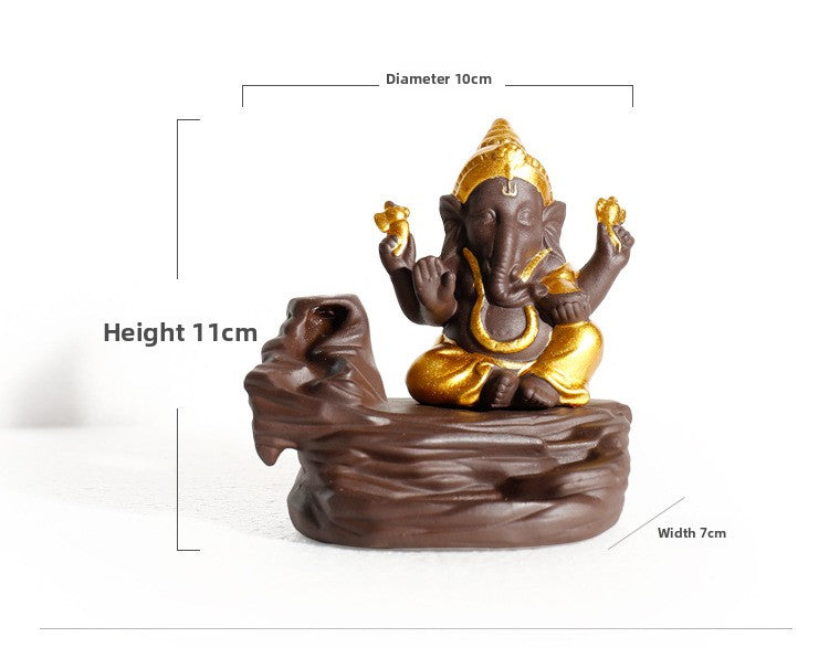 zensoullab Purple Clay Tower Incense Burner Thai Treasure Elephant Smoke Backflow Incense Burner Creative Southeast Asian Home Fragrance Ornament