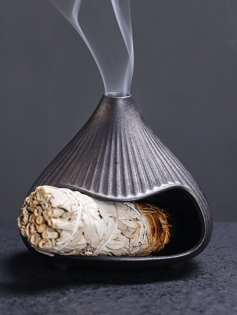 Ceramic Incense Burner Mount Fuji Small Wall Stove Cedar Sage Aromatherapy Burner Sacred Wood Purification Incense Burner Home Atmosphere Ornament