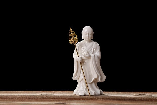zensoullab Dehua White Porcelain Ksitigarbha Bodhisattva New Chinese Style Buddha Hall Entrance Ceramic Buddha Statue Craft Home Living Room Ornament