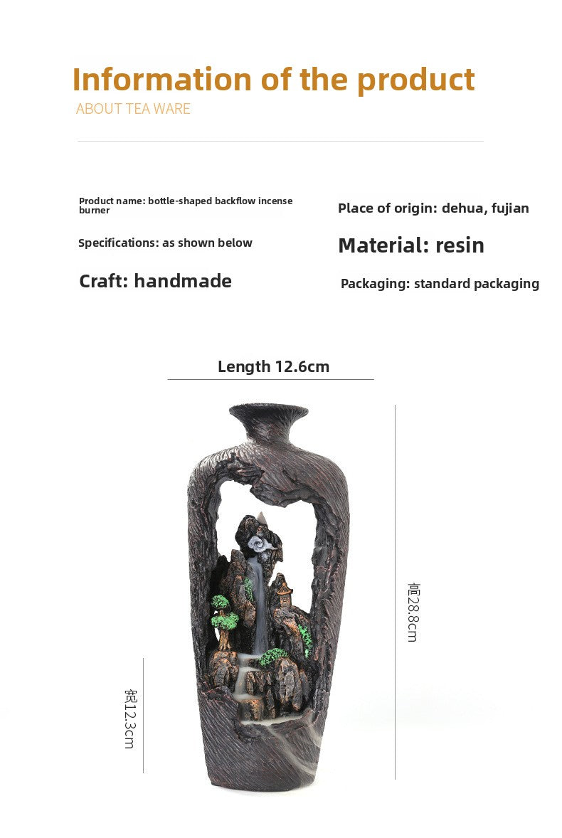 New Resin Backflow Incense Burner Creative Mountain Water Flow Incense Burner Home Decor Backflow Incense Original