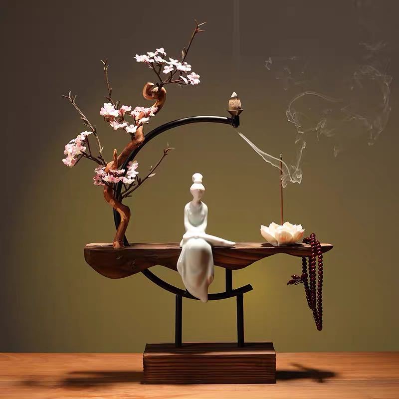 zensoullab New Chinese Zen Style Ornament Creative Backflow Incense Burner Home Office Living Room Desktop Entrance Decoration Incense Burner