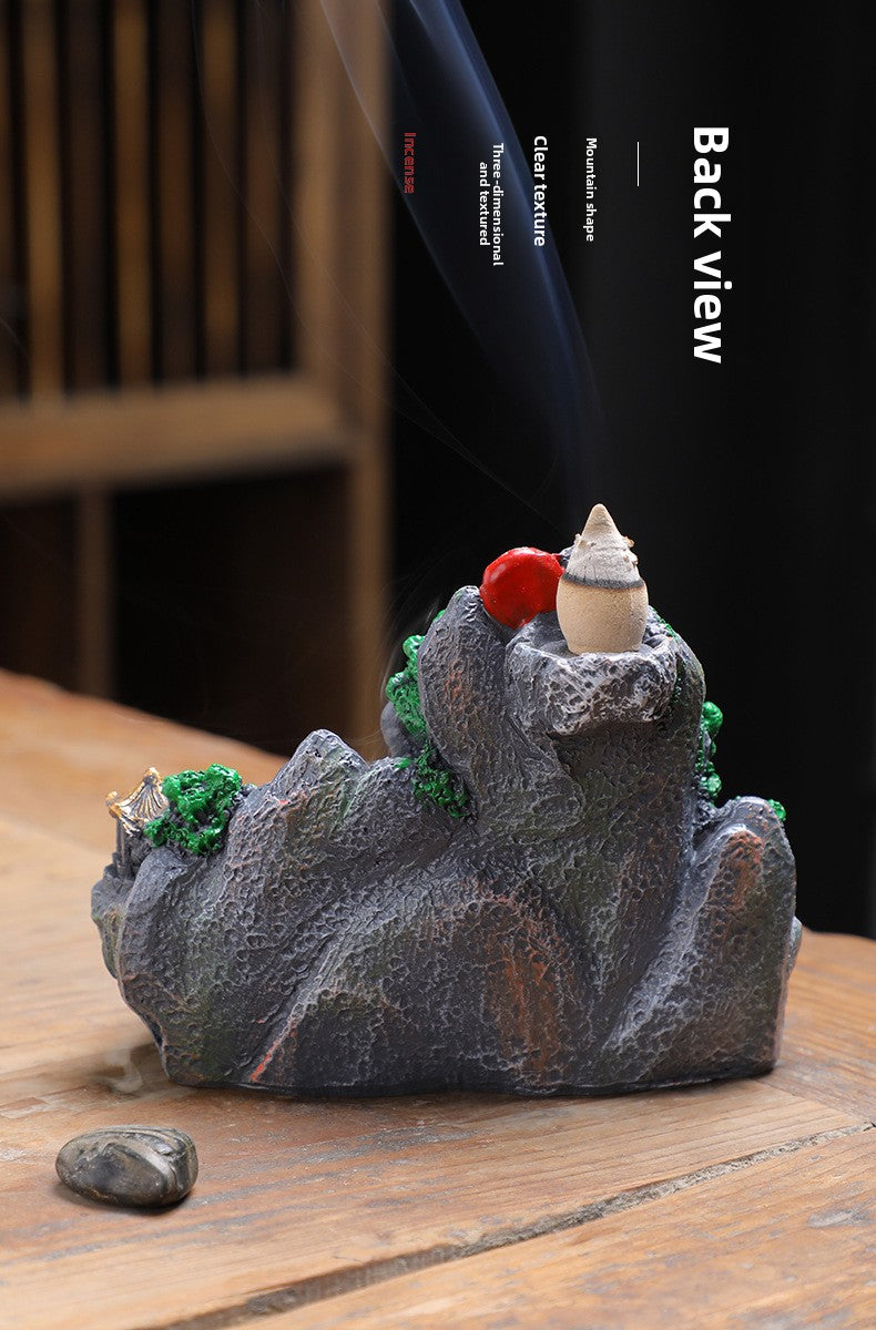 zensoullab Large Backflow Incense Burner Mountain Water Purple Aura Resin Craft Personalized Ornament Agarwood Sandalwood Chinese Incense Tube