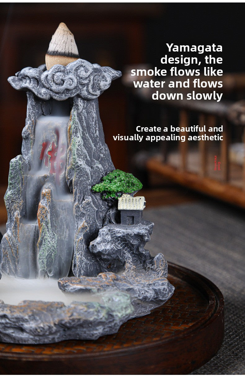 zensoullab Resin Backflow Incense Burner for Home Indoor Tower Incense Burner Sandalwood Burner Creative Personalized Aromatherapy Ornament Chinese Style