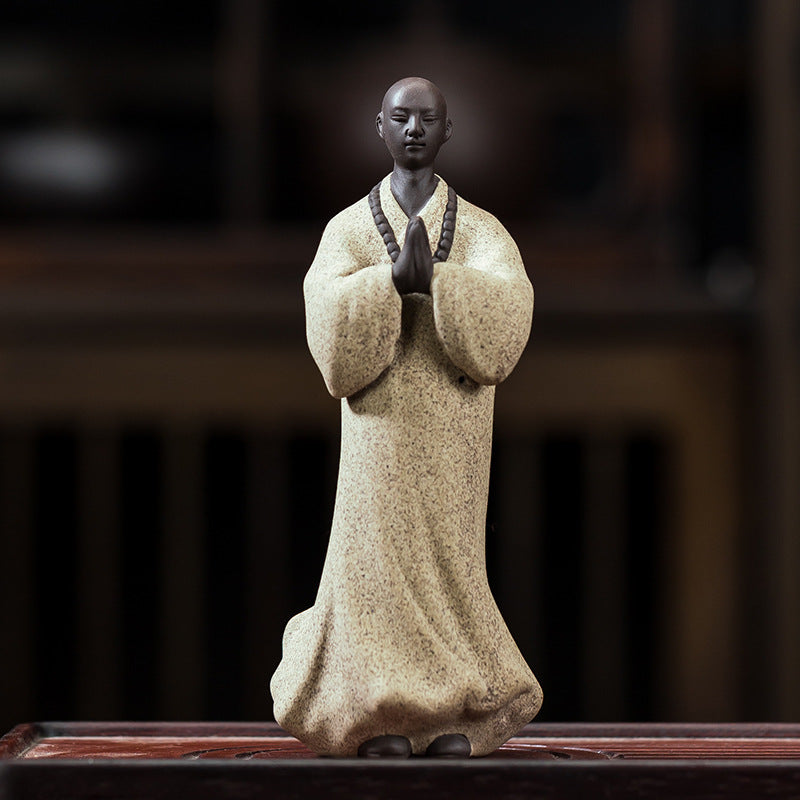 zensoullab Zen Character Ceramic Little Monk Tea Pet Desktop Tea Set Ornament Premium Purple Clay Little Monk Creative Home Decoration