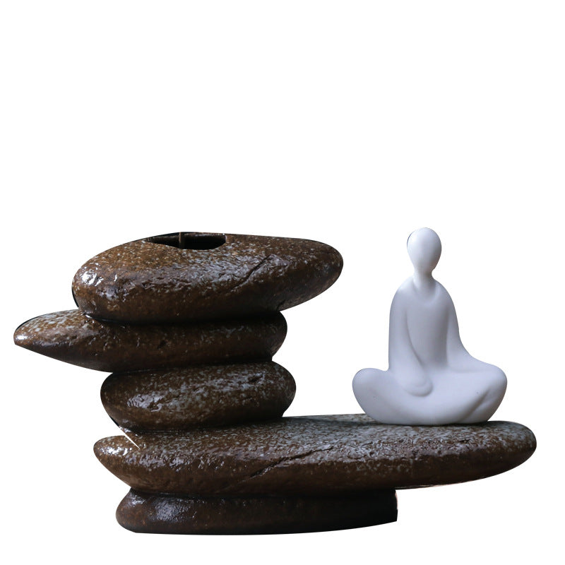 zensoullab Zen Purple Clay Little Monk Hydroponic Flower Pot Tea Mat Accessories Creative Ceramic Flower Arrangement Formless Buddha Home Decor Ornament