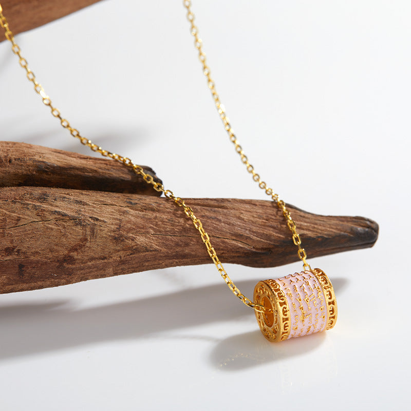 zensoullab Versatile Pink Pendant Necklace S925 Sterling Silver Clavicle Chain Women's Fashion Light Luxury High-end Jewelry