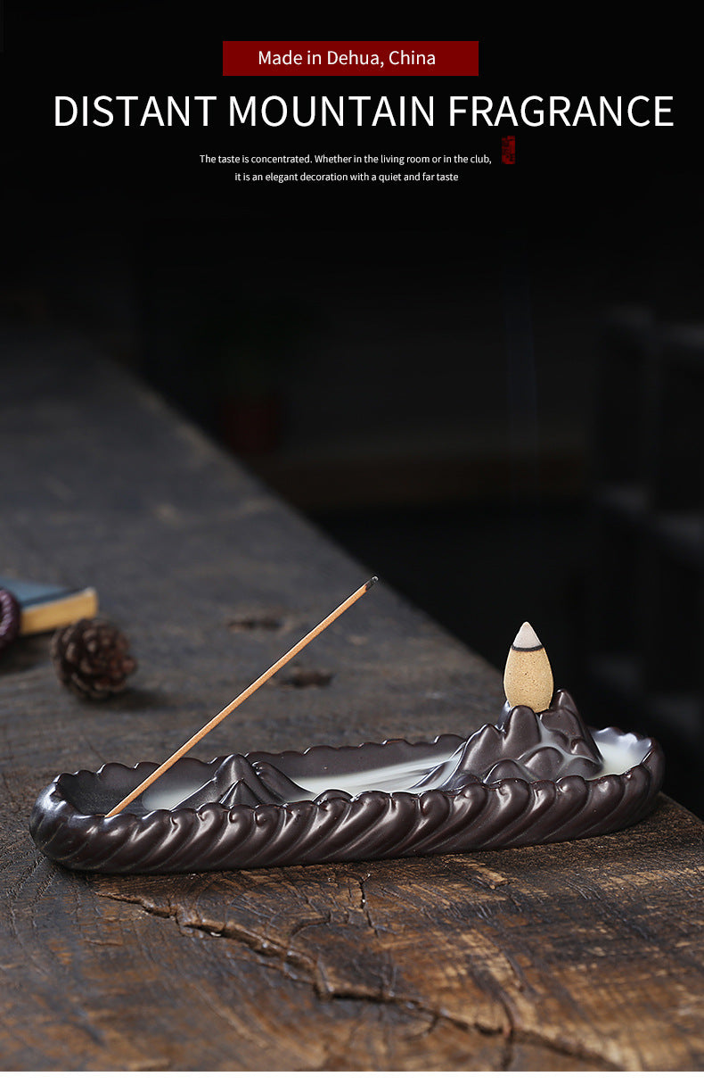 Ceramic Backflow Incense Burner Creative Mountain Waterfall Backflow Incense Burner Three-in-One Incense Burner Home Decor