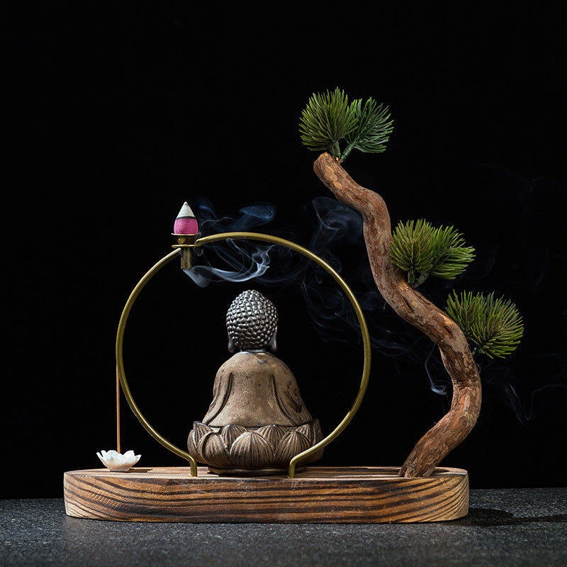 zensoullab Premium Retro Ceramic Buddha New Chinese Style Ornament Zen Tea Pet Home Living Room Desktop Tea Room Car Decoration