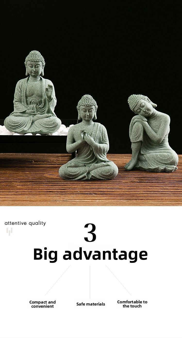 zensoullab New Buddha Statue Crafts Zen Fish Tank Landscape Ornament New Chinese Style Creative Entrance Home Decoration