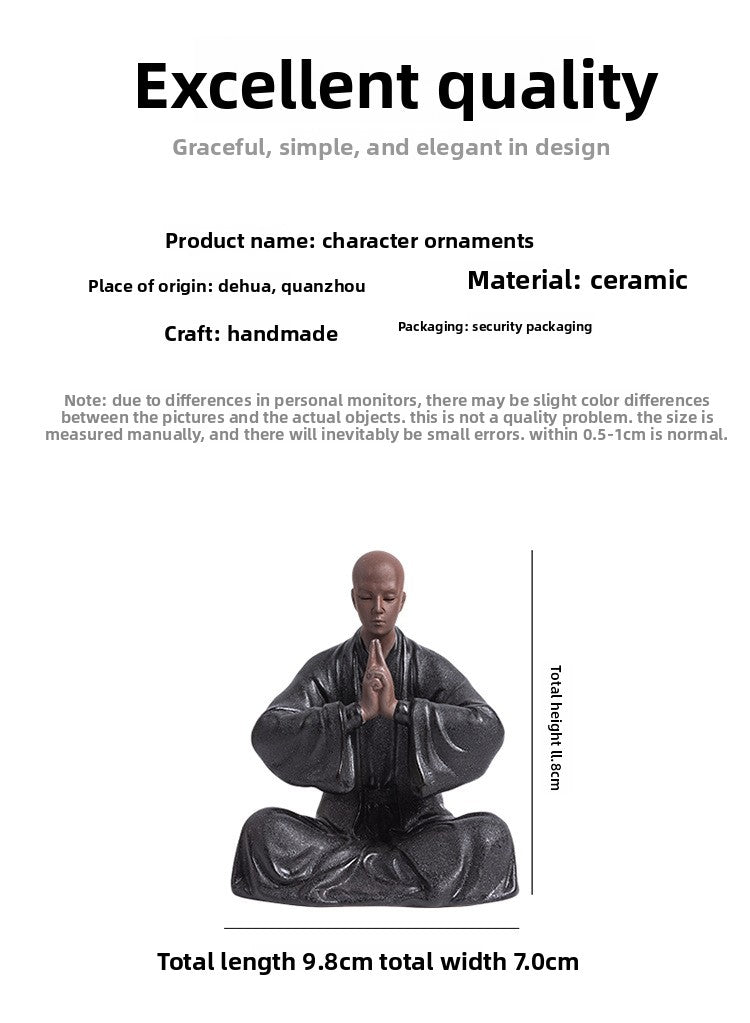 zensoullab Zen Purple Clay Little Monk Tea Pet Figurine Character Tea Ceremony Tea Room Tea Space Desktop Tea Table Tea Set Tea Table Decoration