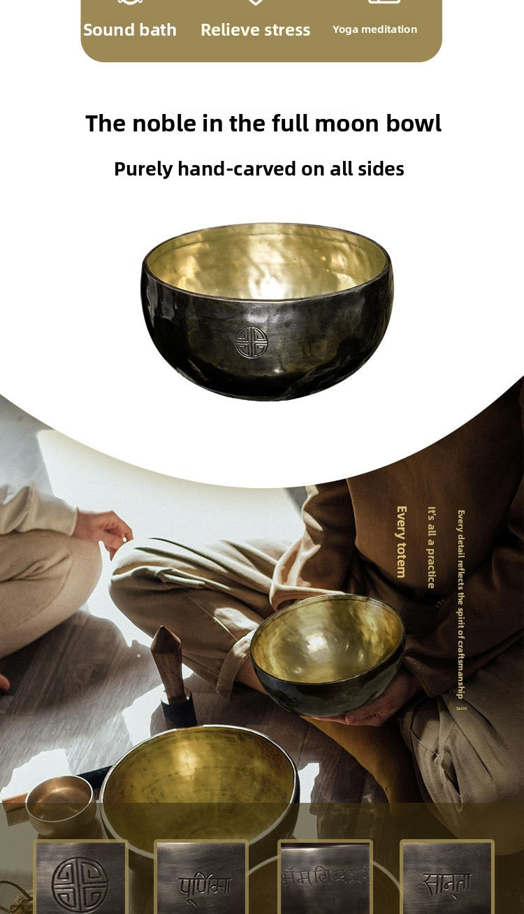 Zensoullab Nepal Handmade Buddha Bowl Xizang Himalaya Bowl Ugyen Double Color Full Moon Himalaya Bowl Copper Chime Stone Yoga Healing Meditation Himalaya Bowl