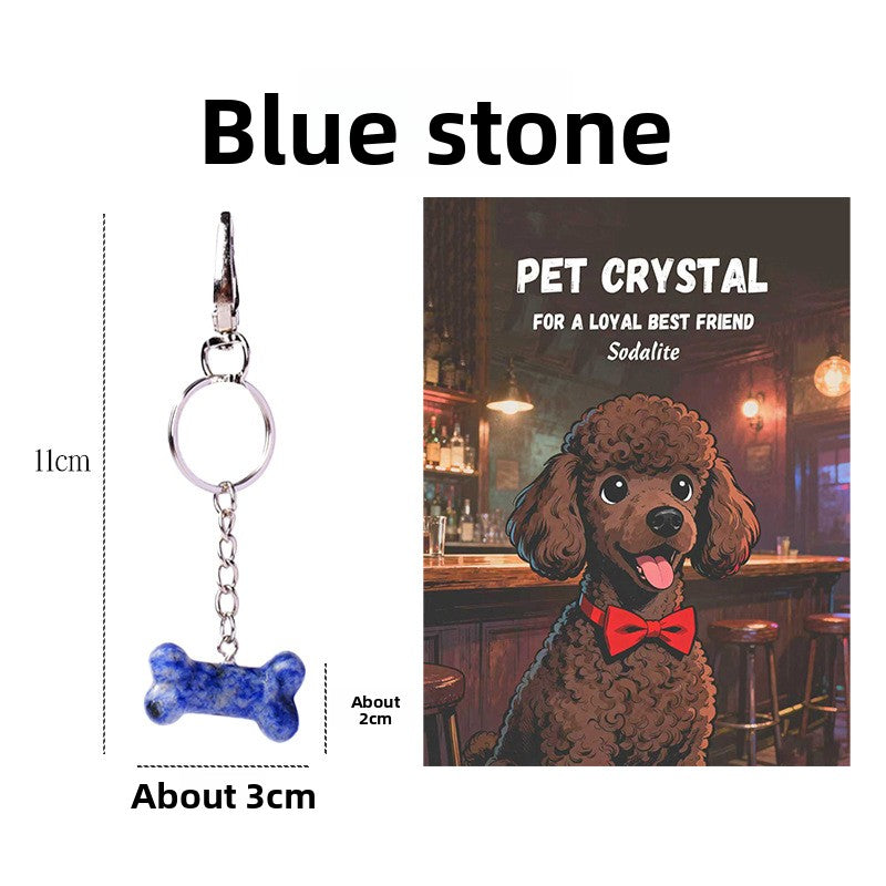 zensoullab Natural Crystal Bone Pet Dog Cat Pendant Purple Pink White Crystal Keychain Bag Charm Golden Retriever Pug