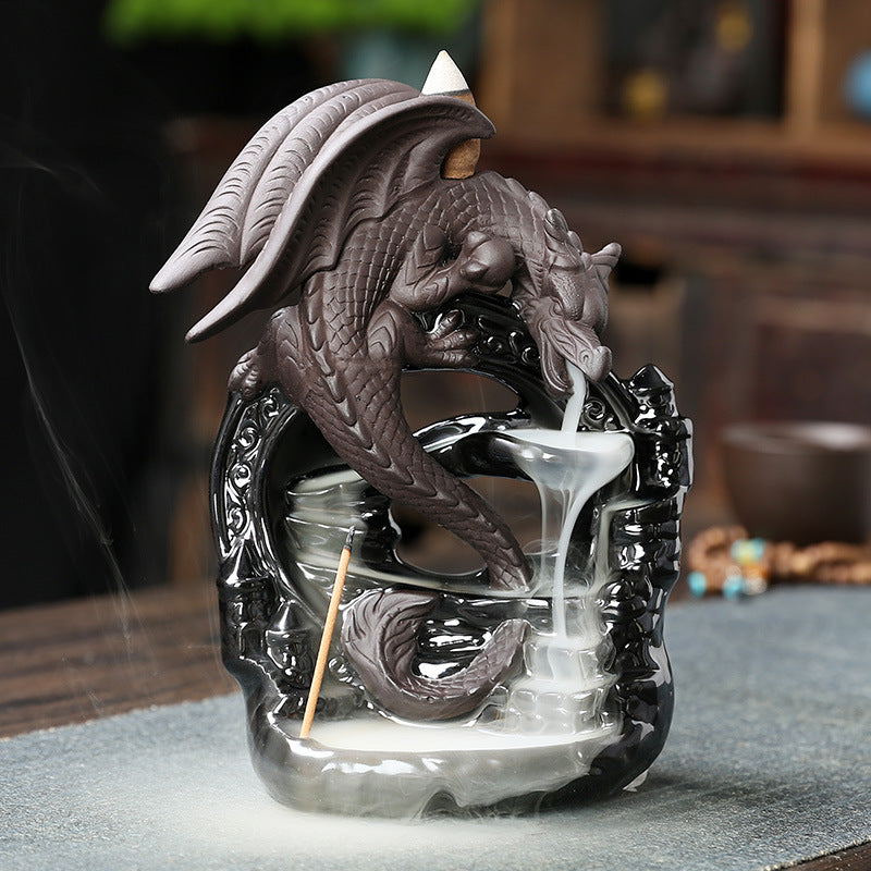 Original European Style Pterosaur Sandalwood Backflow Incense Burner Creative Black Pterosaur Waterfall Backflow Incense Burner Ornament