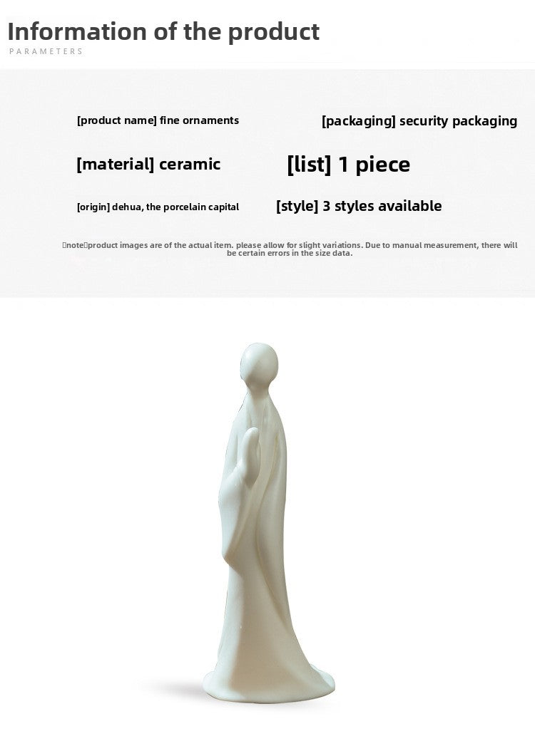 zensoullab Zen White Porcelain Formless Buddha Figurine Ceramic Small Figure Desktop Potted Plant Fish Tank Landscaping Home Living Room Entrance Decoration