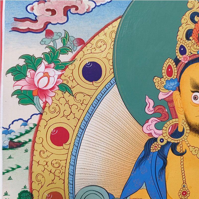 zensoullab Nepal Hand-painted Yellow God of Wealth Thangka Green Tara Vajrasattva Medicine Buddha Buddha Statue Entrance Living Room Decorative Hanging Painting