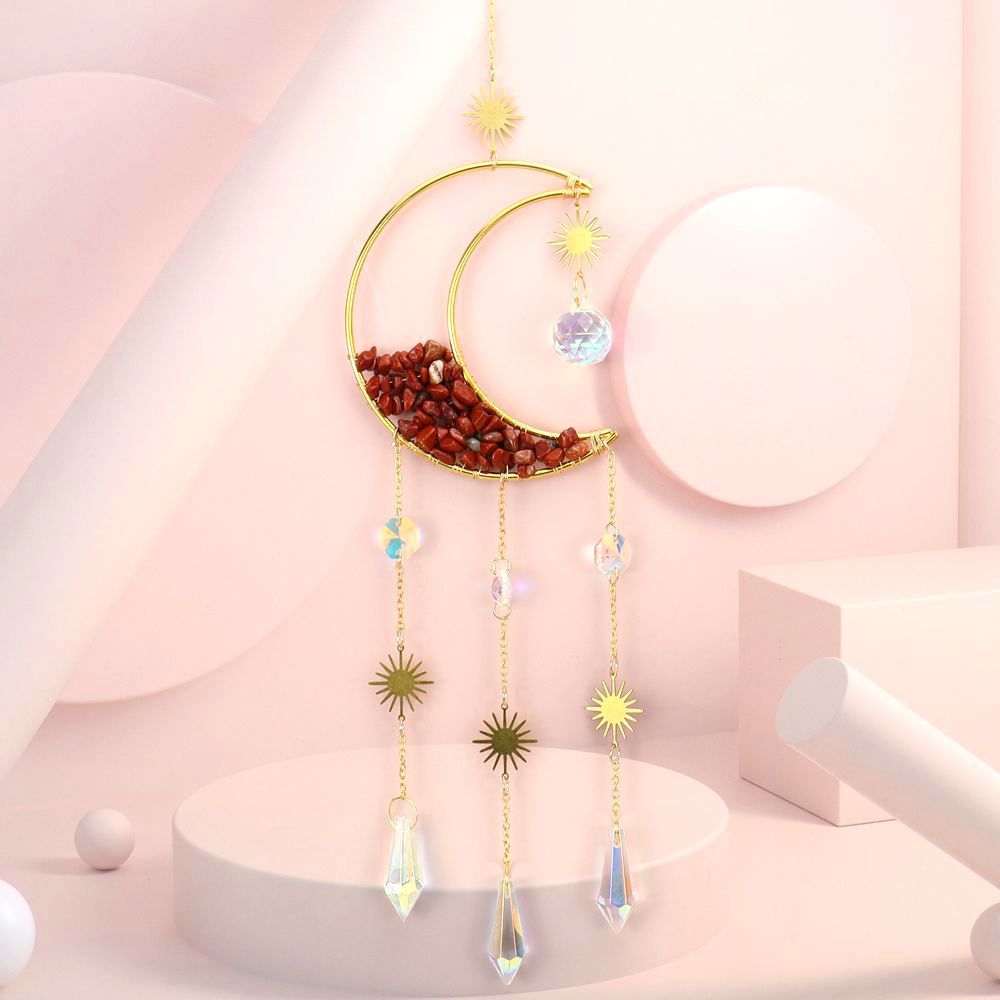 Zensoullab Natural Crystal Gravel Moon Hourglass Sunshine Catcher Sun Catcher Lighting Wind Chimes Decorative Pendant