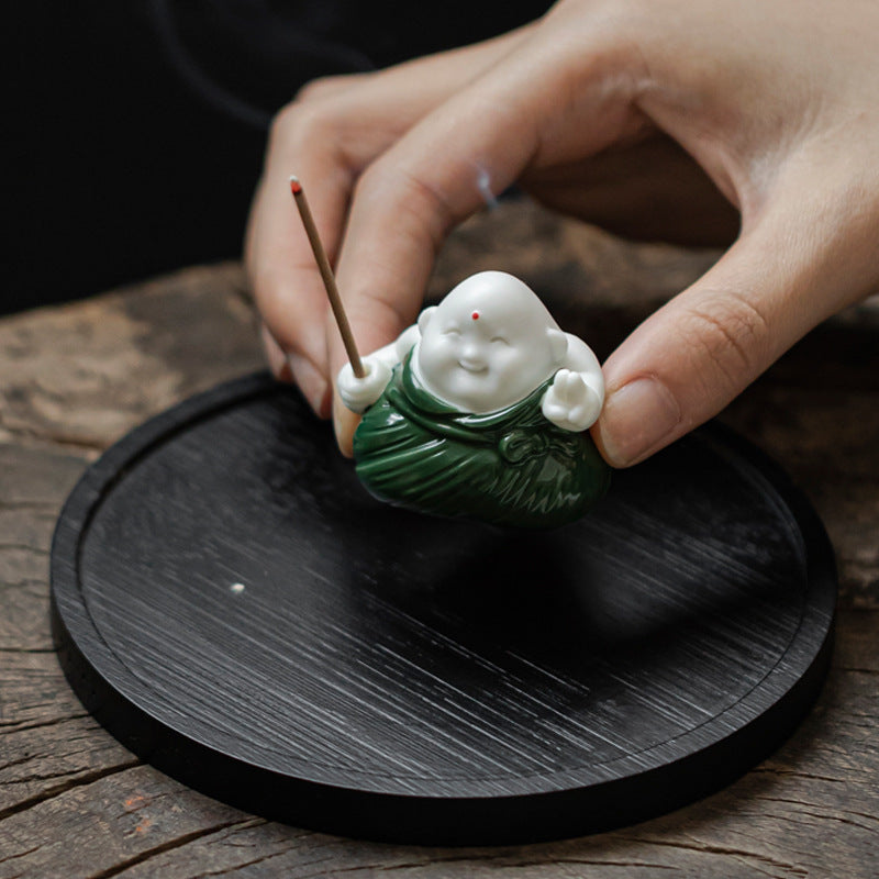 zensoullab Creative Cute Little Zongzi Ceramic Aromatherapy Burner Ornament Home Dragon Boat Festival Gift Sandalwood Incense Holder