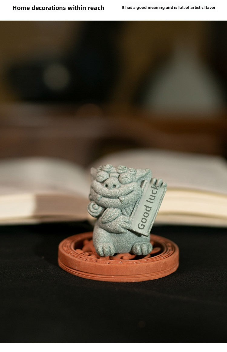 zensoullab Chinese Style Fortune-Bringing Lucky Beast Lion Desktop Creative Home Decoration Tea Pet Fish Tank Landscape Ornament Decoration