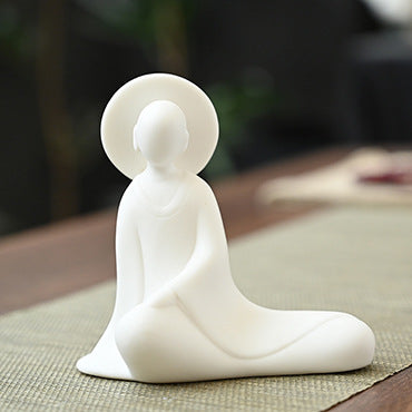 zensoullab Zen Ceramic Figure Formless Buddha Tea Ceremony Decoration Accessories Chinese Style Little Monk Home Living Room Entrance Creative Ornament