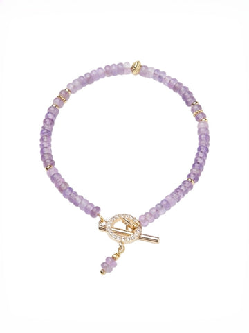 zensoullab Natural Amethyst Bracelet for Women Nine Purple Fire Calculation Plate Bead OT Clasp Crystal Bracelet