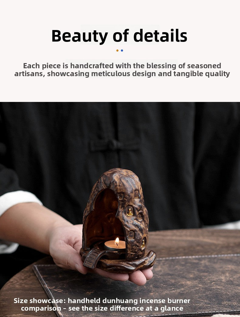 Zensoullab Classical Dunhuang Incense Coil Burner Vintage Ceramic Candle Holder Household Multi-Purpose Indoor Small Xiangyun Incense Burner Sandalwood Agarwood Seats