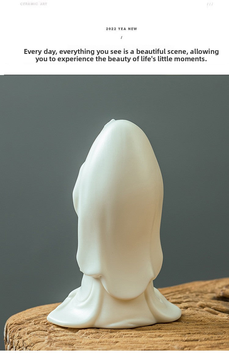 zensoullab Premium Ceramic Guanyin Bodhisattva Home Decoration Cute Desktop Ornament Office Entrance Peace Car Gift