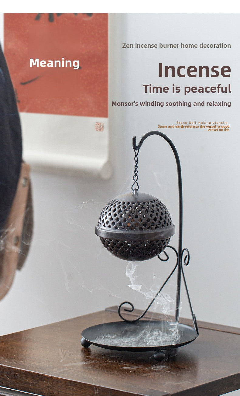 zensoullab Zen Hollow Backflow Incense Burner Aromatherapy Ball Hanging Burner Home Tea Ceremony Indoor Hanging Incense Holder Creative Ornament