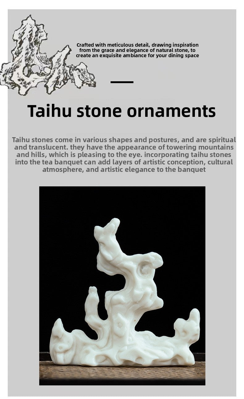 zensoullab Creative Ceramic Simulation Small Taihu Stone Ornament Tea Table Study Room Rockery Micro Landscape Bonsai Fish Tank Landscaping Decoration