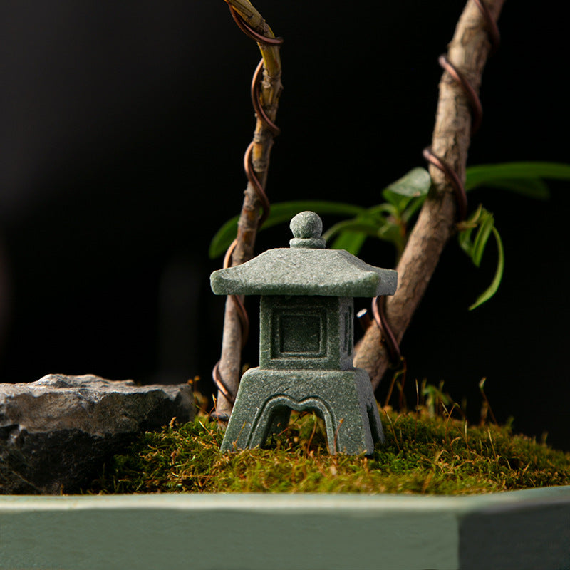 zensoullab Artificial Landscape Stone Lantern Small Stone Pavilion Ornament Home Entrance Pavilion Decoration Gardening Flower Bonsai Landscaping Decoration