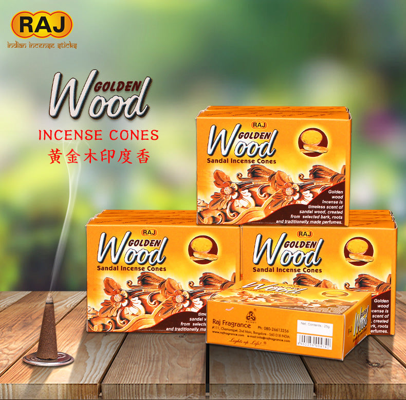 zensoullab Indian Incense Golden Wood Original Imported Laoshan Sandalwood Handmade Aromatherapy Incense Tower Incense Cone Incense 179
