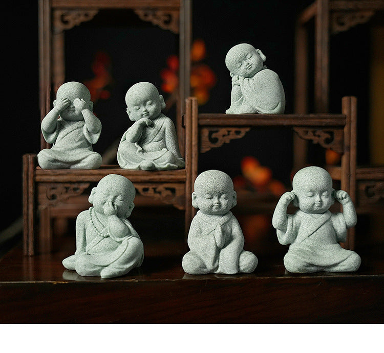 zensoullab Decorative Crafts Zen Decorations Tea Room Arrangement Landscaping Little Monk Decoration New Chinese Style Micro Landscape Arrangement Props