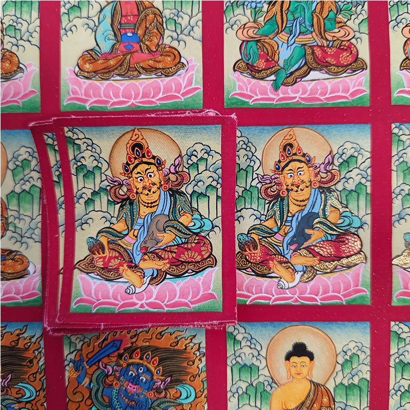 zensoullab Nepal Hand-painted Zodiac Birth Buddha Thangka Manjushri Yellow God of Wealth Green Tara Portable Gau Box Small Thangka Pendant