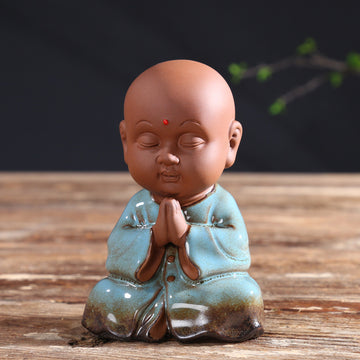 zensoullab Zen Purple Clay Blessing Little Monk Tea Pet Creative Ceramic Kung Fu Tea Tea Set Accessories Chinese Home Decoration