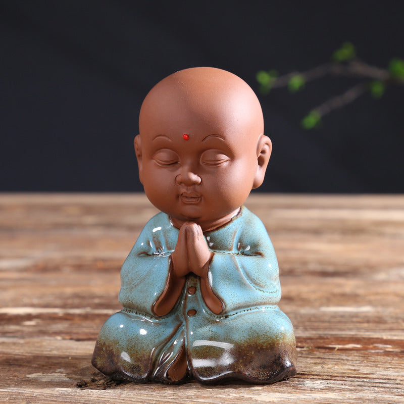 zensoullab Zen Purple Clay Blessing Little Monk Tea Pet Creative Ceramic Kung Fu Tea Tea Set Accessories Chinese Home Decoration