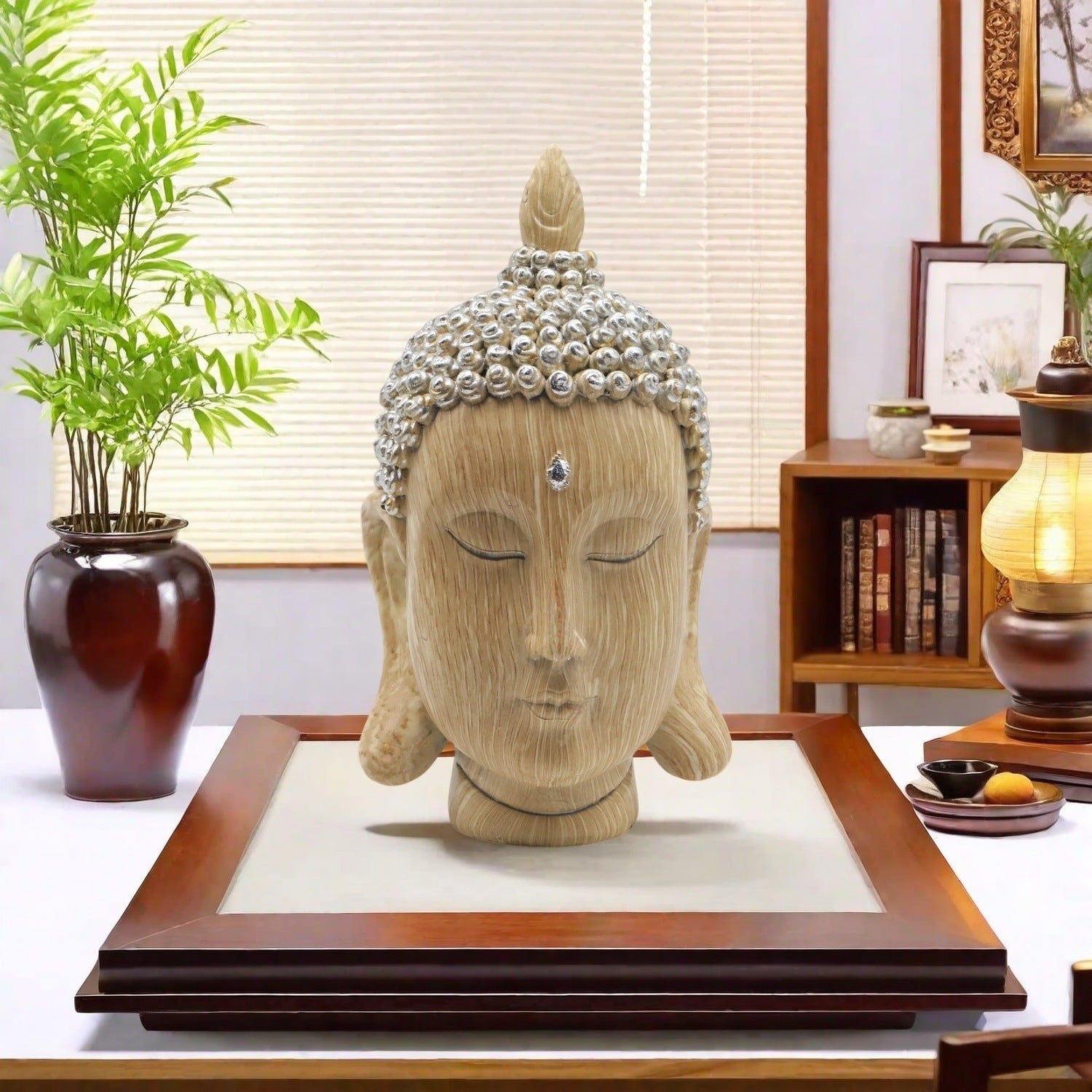 zensoullab Southeast Asian Buddha Statue Buddha Head Ornament New Chinese Zen Resin Craft Living Room Tea Room Home Retro Decoration