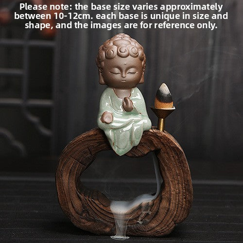zensoullab Yunshang Tea Pet Ornament Creative Little Monk Purple Clay Backflow Incense Burner Tea Set Accessories Home Office Art Ornament