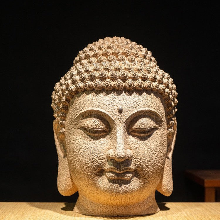 zensoullab New Chinese Style Buddha Head Buddha Statue Zen Ornament Large Compassion Buddha Head Southeast Asian Entrance Hallway Buddhist Decoration
