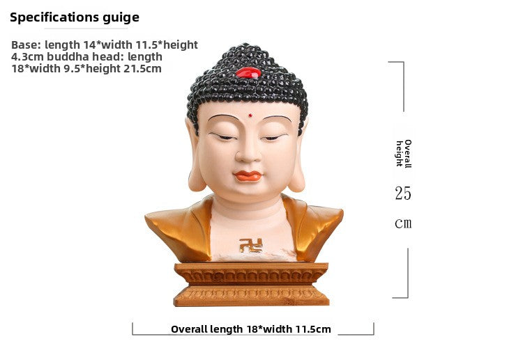zensoullab Premium Ceramic Large Buddha Head Chinese Zen Style Buddha Statue Amitabha Buddha Tathagata Home Buddha Hall Gift Home Decoration