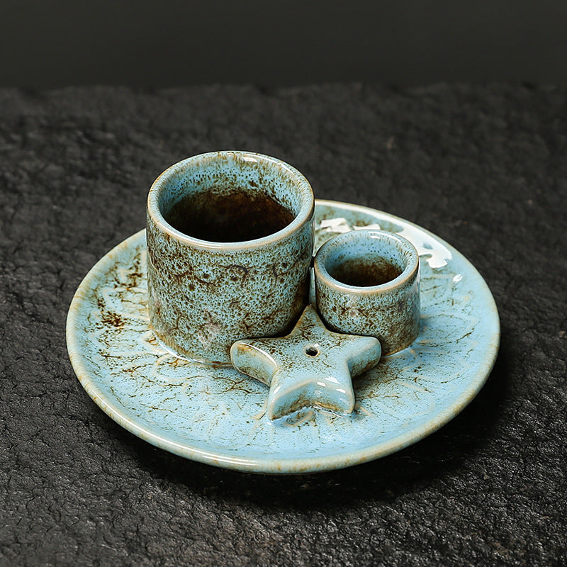 Ceramic Aromatherapy Candle Holder Aromatherapy Burner Simple Nordic Style Candle Cup Atmosphere Decoration Sage Holy Wood Plate