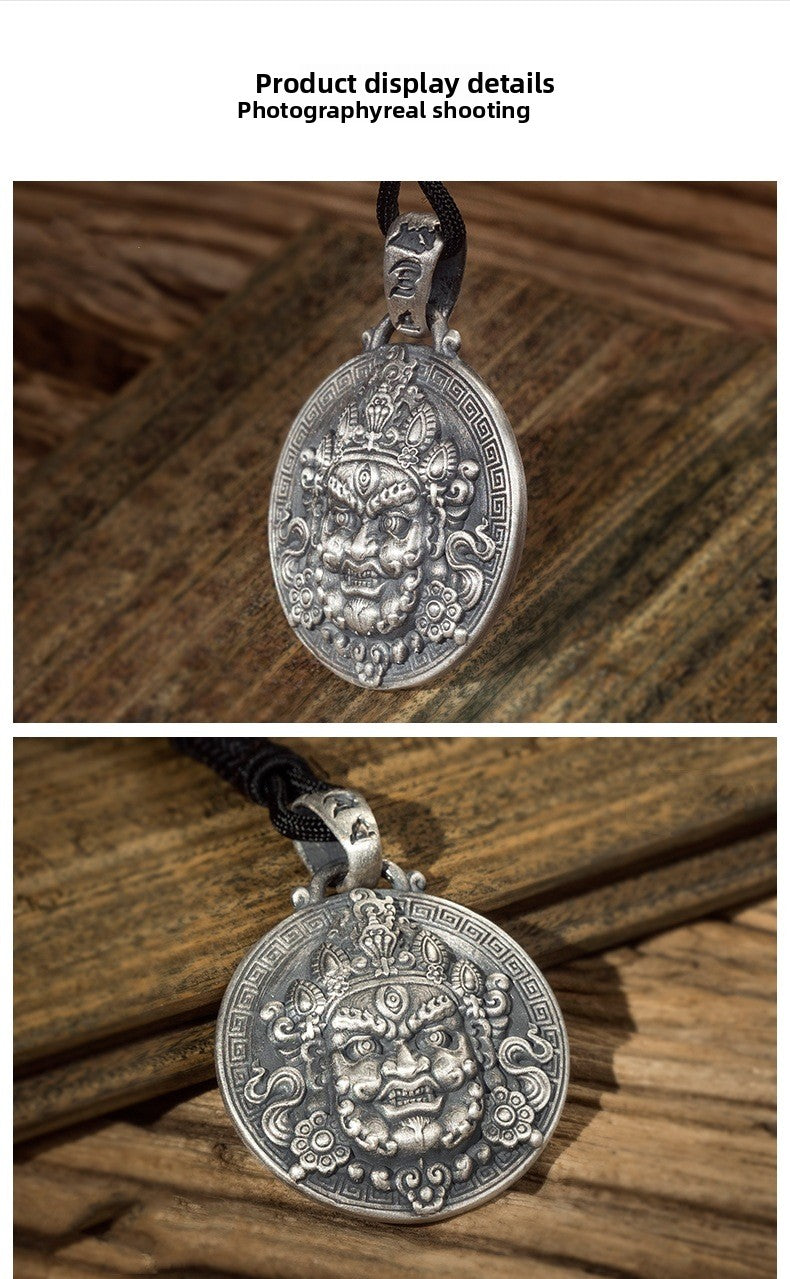 zensoullab National Trend Thai Silver Pendant Retro Three-Eyed Wisdom Buddha Hanging Ornament Original Handmade Buddha Amulet Versatile Men's and Women's Necklace