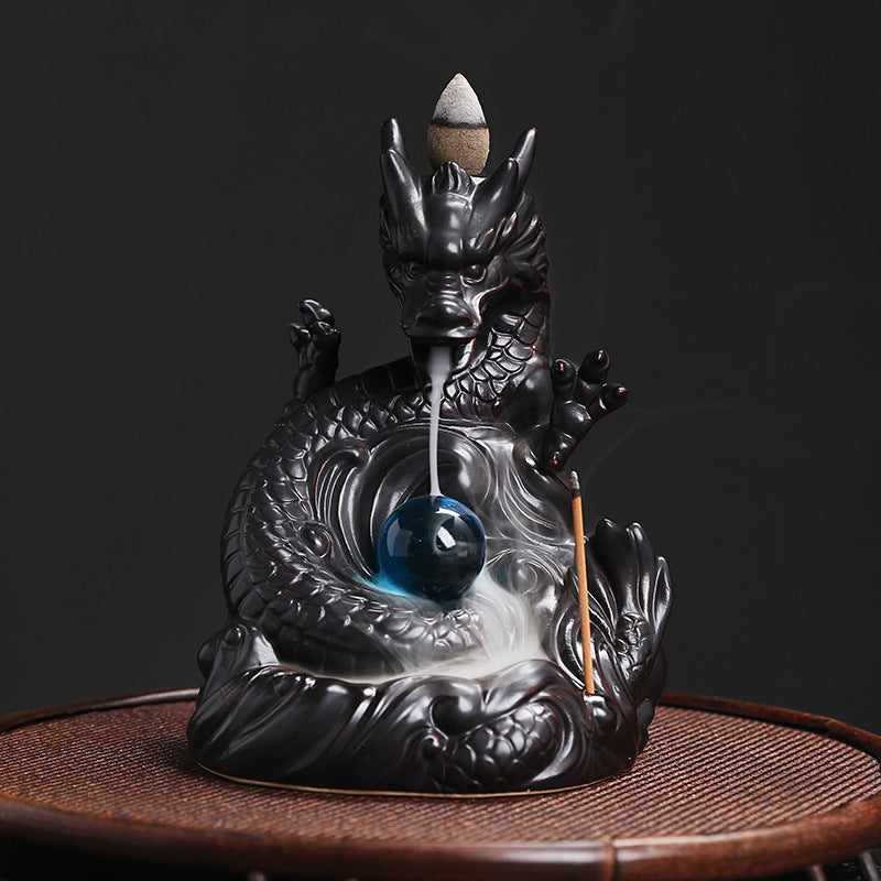 Original Classic Chinese Dragon Backflow Incense Burner Creative Ceramic Large Dragon Playing with Pearls Incense Burner Home Decor