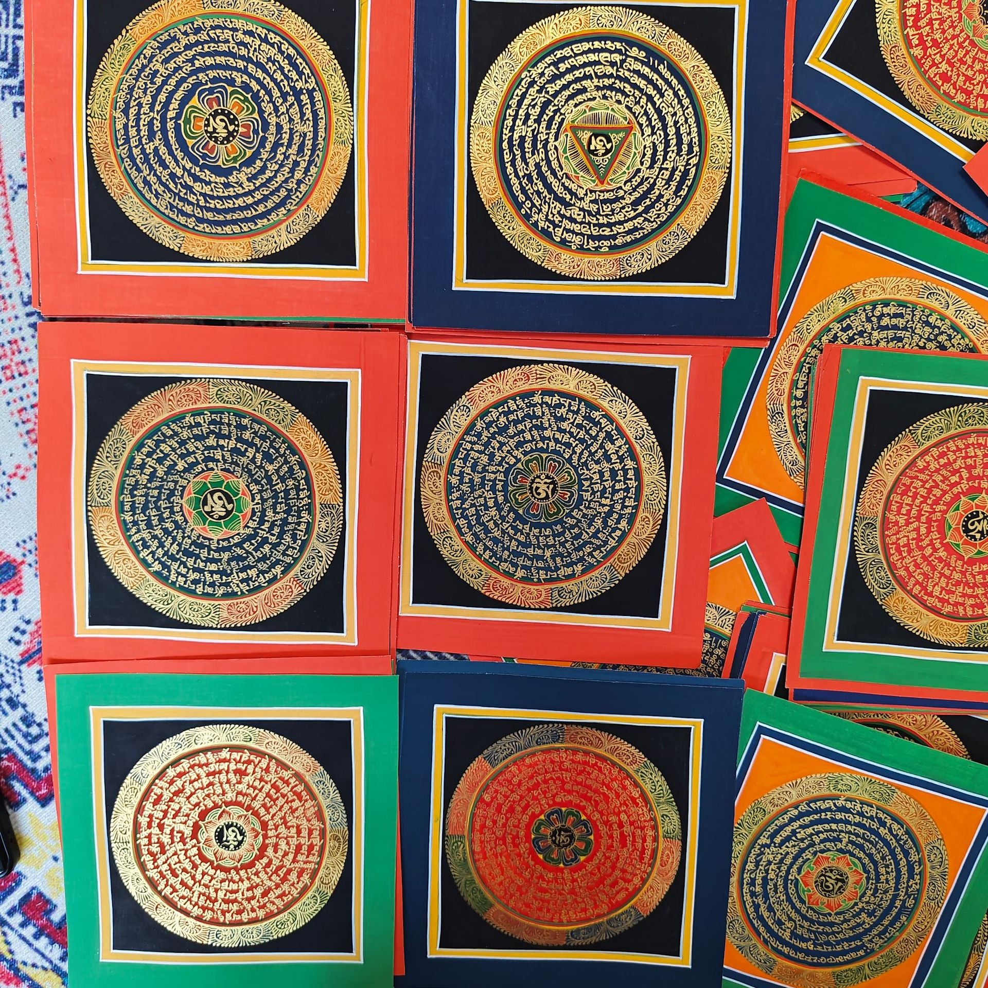 zensoullab Nepal Hand-painted Thangka Six-Word Mantra Tibetan Sutra Thangka Mandala Living Room Entrance Decoration Hanging Painting
