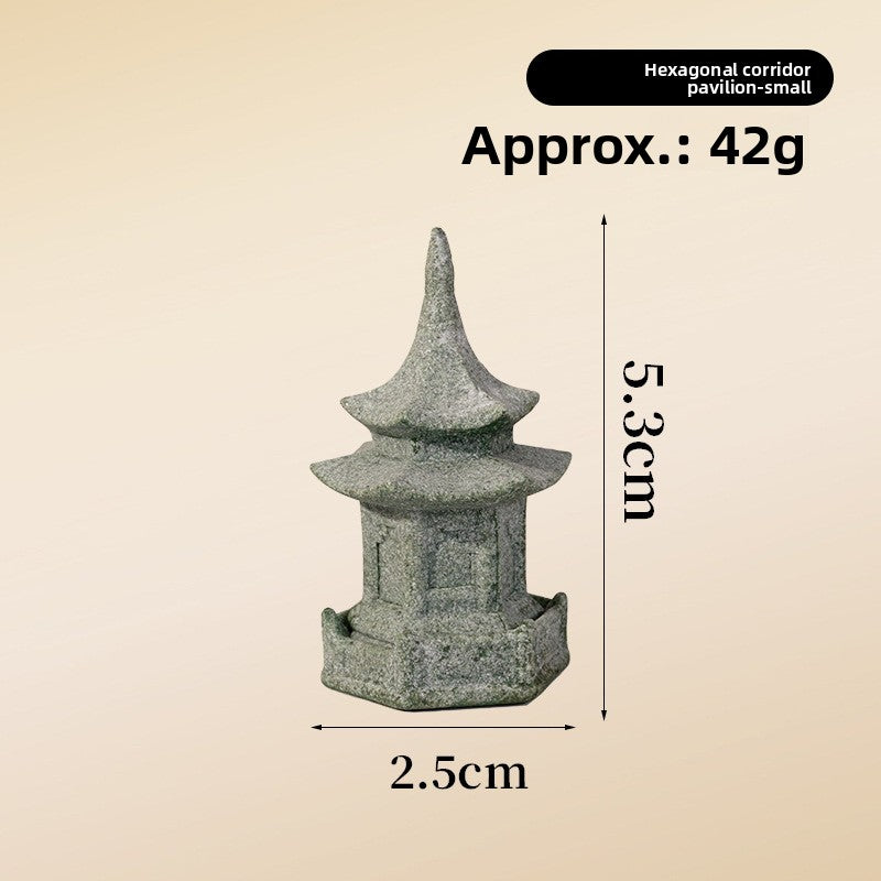 zensoullab Artificial Landscape Stone Lantern Small Stone Pavilion Ornament Home Entrance Pavilion Decoration Gardening Flower Bonsai Landscaping Decoration