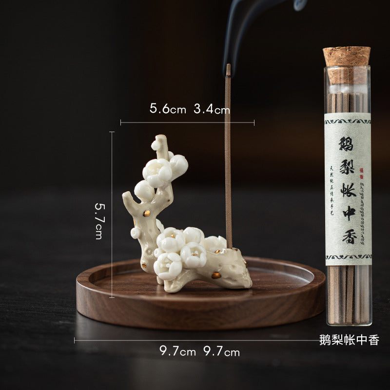 zensoullab Zen Ceramic Plum Blossom Incense Holder Creative Incense Stand Incense Tray Incense Burner Tea Room Study Atmosphere Decor Incense Burner