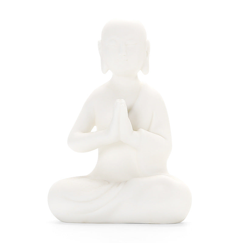 zensoullab Premium Ceramic Little Monk Tea Pet Tea Ceremony Accessories White Porcelain Little Novice Tea Table Tea Room Decoration Zen Decoration Ornament