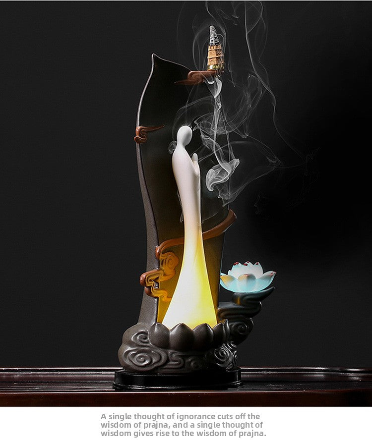 zensoullab Creative Backflow Incense Burner for Home Indoor Chinese Zen Tea Tray Tea Ceremony Decoration Living Room Tea Art Small Ornament Aromatherapy Burner